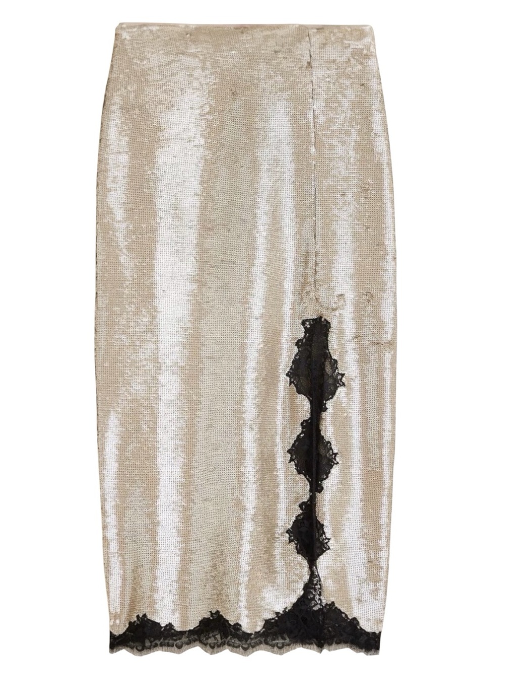 J. Crew Gwyneth Lace-Trim Gold Sequins Slip Skirt  16